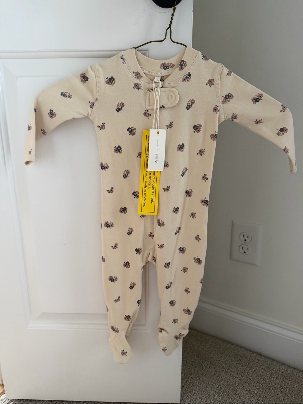 Quincy Mae Cream Floral Footed One-Piece